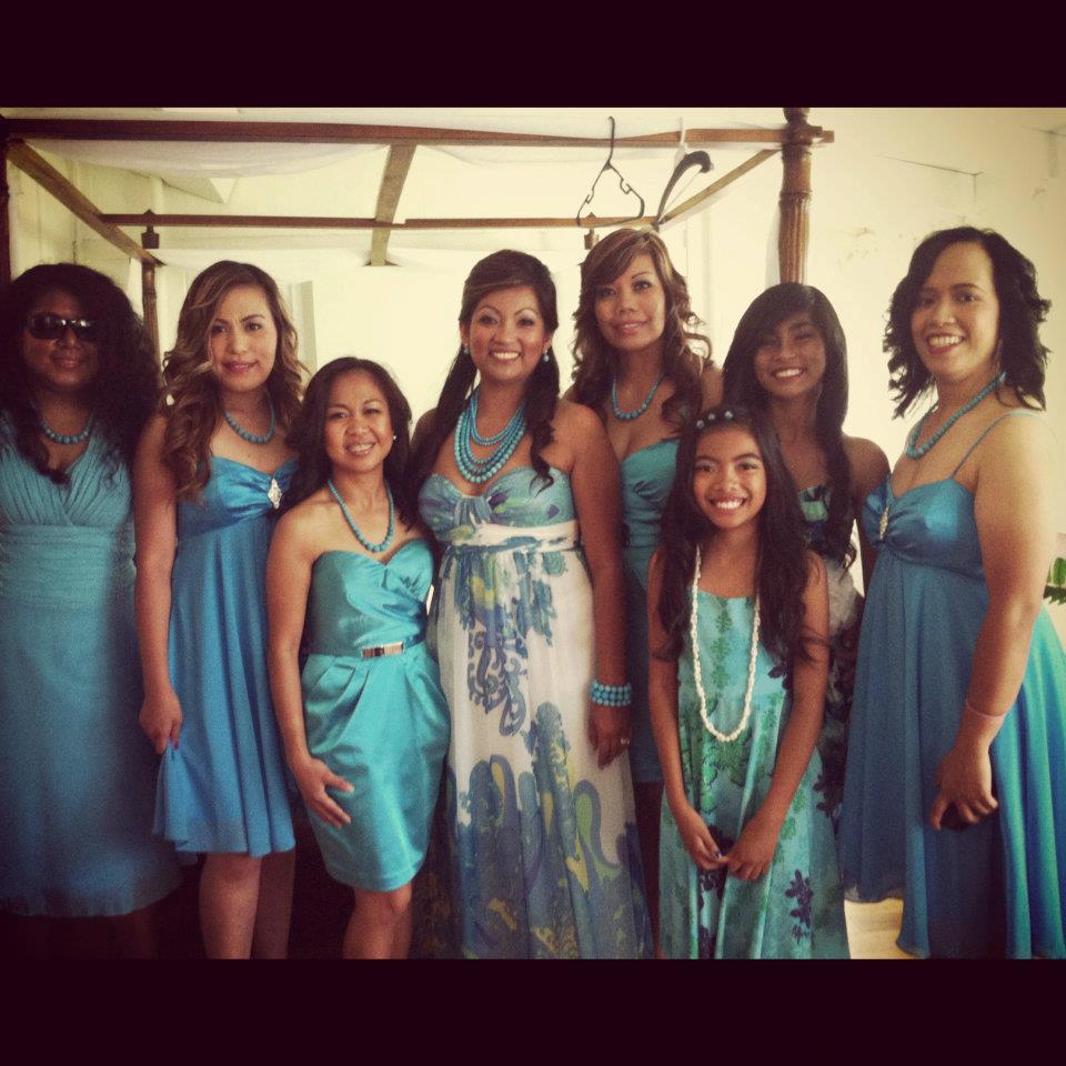 hawaiian themed bridesmaid dresses